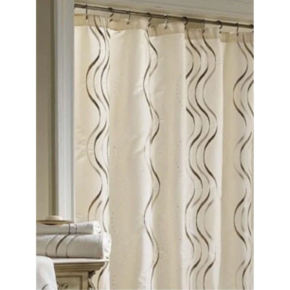 Croscill Home Shower Curtain Dante Champagne Embellished 72”x75” EUC